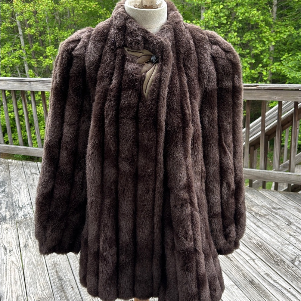 Outerlayers Faux Fur Coat jacket mink made USA  vintage 11/12 m/l
